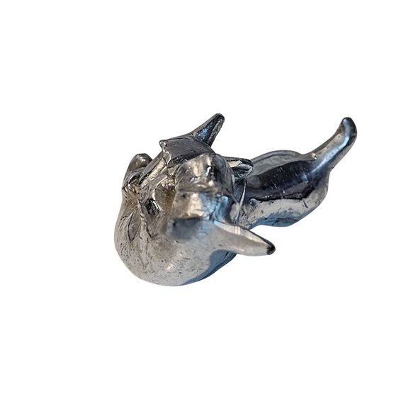 Vintage Chrome Scottie Dogs Playing Figurine 2.25" Collectible Desk Ornament Art - Picture 3 of 8